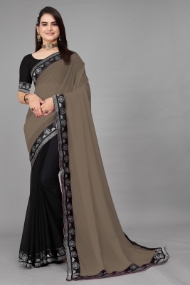 Om Sai Creation Embellished Bollywood Georgette Saree(Brown, Black)