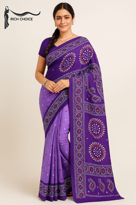 NavinyaVastra Printed Bollywood Silk Blend Saree(Blue)