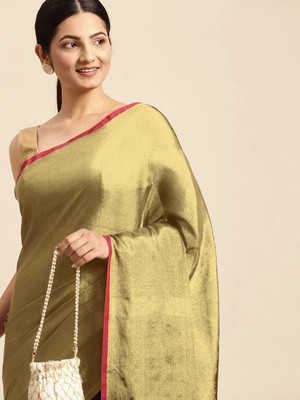 Sareezaa Embellished Bollywood Silk Blend Saree(Gold)