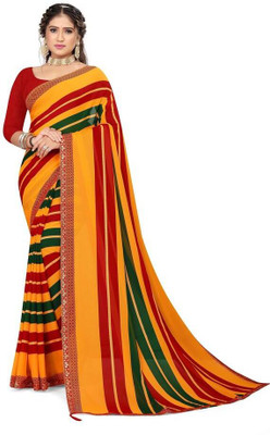 MAHADEV NX Printed Bollywood Georgette Saree(Yellow)