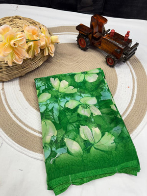 HouseOfCommon Floral Print Bollywood Georgette Saree(Green)