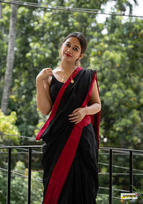 Aquiliq Printed Chanderi Chanderi Saree(Red)