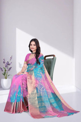 Aarunika SBT Printed Bollywood Organza Saree(Pink)