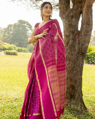 VASTUKALA Woven Kanjivaram Pure Silk, Art Silk Saree(Pink)