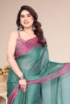 SuperLaxmi Solid/Plain, Printed Bollywood Chiffon, Georgette Saree(Blue)