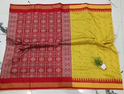 Elegnce Woven Sambalpuri Pure Silk Saree(Yellow)