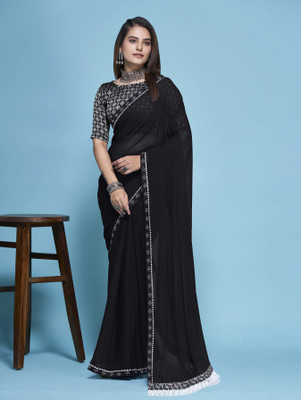 VRUKSHRAJ ENTERPRISE Embellished Bollywood Chiffon Saree(Black)