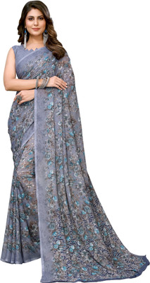 Priyashi Printed Bandhani Georgette Saree(Grey)