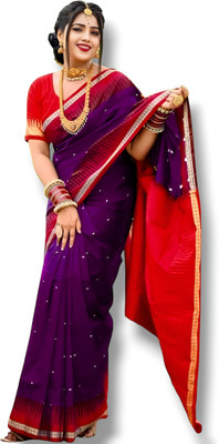 ajmera fashion Woven Sambalpuri Cotton Blend Saree(Purple)