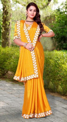 jayant creation Embroidered, Solid/Plain Bollywood Georgette Saree(Pack of 2, Yellow)