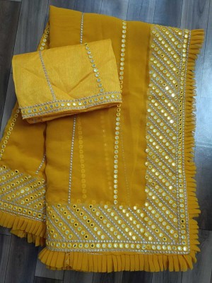 ReJa Trendz Embellished Bollywood Georgette Saree(Yellow)