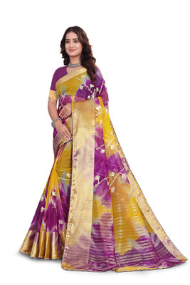Aarunika LGF Embroidered, Woven Bollywood Organza Saree(Magenta)