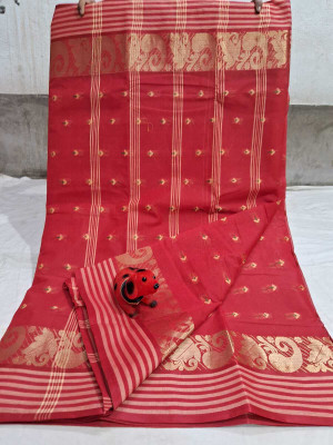 p fashion Self Design Tant Pure Cotton Saree(Maroon)