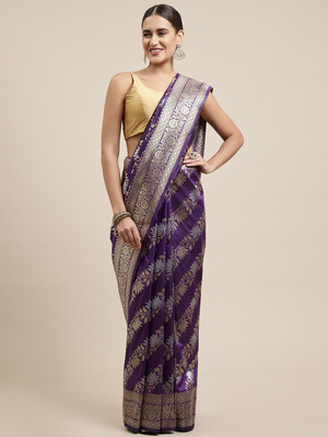 AMIRAT CLOTHING Self Design Banarasi Jacquard Saree(Purple)