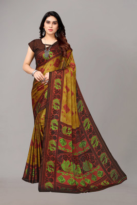 FABMORA Printed Bandhani Chiffon, Georgette Saree(Multicolor)
