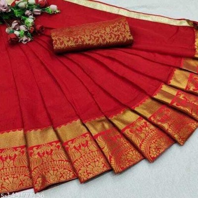 Saadhvi Woven Bollywood Art Silk Saree(Red)