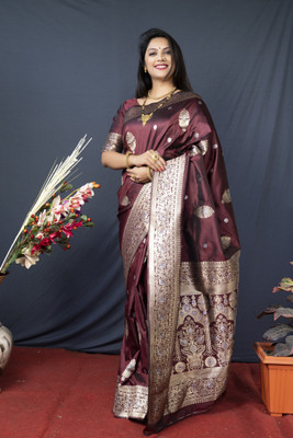 sarjan creation Self Design, Digital Print Kanjivaram Pure Silk, Cotton Silk Saree(Maroon)