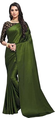 Shrilaxmisari Self Design Bollywood Satin Saree(Green)