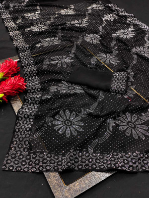 SHREE HARI PRINT Embellished Daily Wear Georgette Saree(Black)