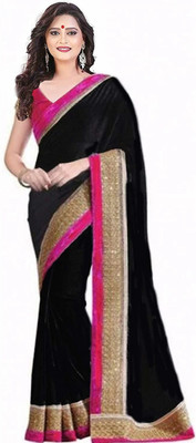 Bhagwati Creation Solid/Plain Bollywood Georgette, Silk Blend Saree(Purple)