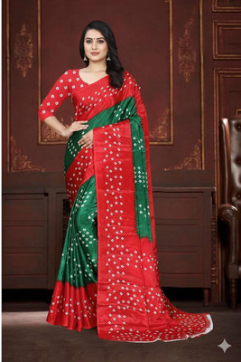 jihana fab Printed Banarasi Chiffon Saree(Multicolor)