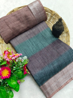 VISHNU Printed Kanjivaram Linen, Cotton Linen Saree(Multicolor)