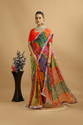 Damru trendz Printed Daily Wear Georgette Saree(Multicolor)