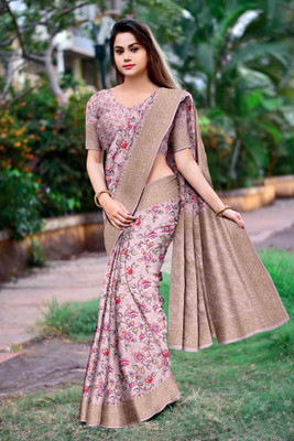 M.B.ENTERPRISE Digital Print Banarasi Crepe Saree(Purple)