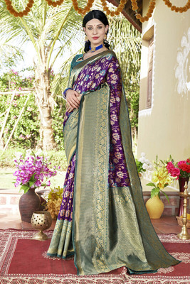 Divastri Woven Mysore Silk Blend Saree(Purple)