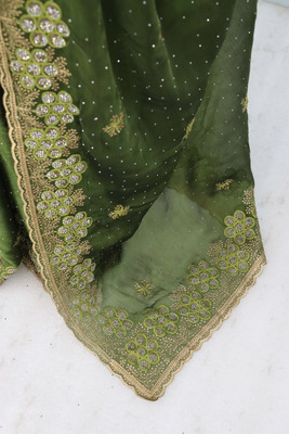 KHRITI FAB Embroidered Bollywood Jimmy choo Saree(Light Green)