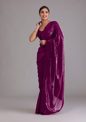 Hemlata Embellished Bollywood Georgette Saree(Red)