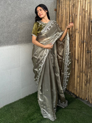 HouseOfCommon Embroidered Bollywood Jimmy choo Saree(Light Green)