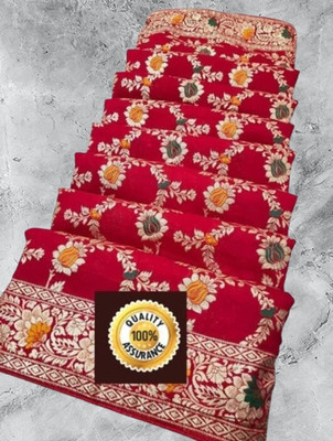 HouseOfCommon Woven Banarasi Jacquard, Art Silk Saree(Maroon)