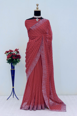 SHUBHDRASHTI NX Embellished Bollywood Georgette Saree(Pink)
