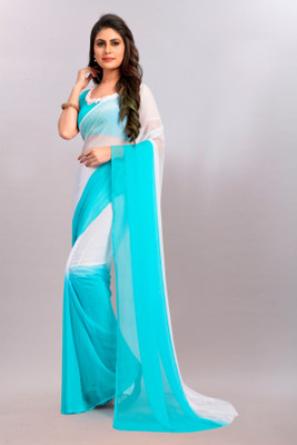 Julee Printed Daily Wear Chiffon Saree(Light Blue)