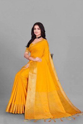 Aarunika BS Woven Bollywood Pure Silk Saree(Yellow)