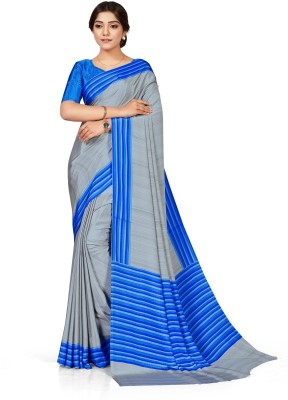 Bansi Ecom Printed Daily Wear Crepe Saree(Blue, Grey)