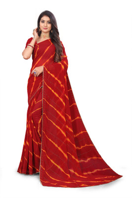 TINA FASHION Geometric Print Bollywood Georgette Saree(Maroon)