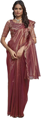 KV Fashion Solid/Plain Bollywood Organza Saree(Maroon)