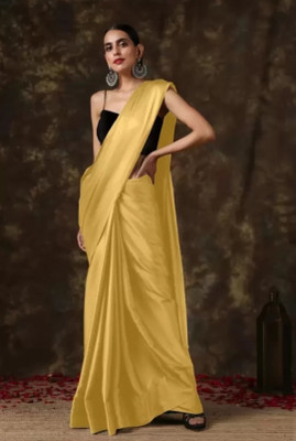 Arpita Fashion Solid/Plain Bollywood Satin Saree(Gold)