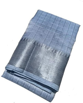 GR Handloom Checkered Bollywood Handloom Art Silk Saree(White)