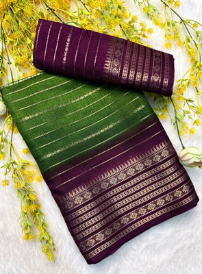 Ambaji enterprise Woven Bollywood Silk Blend Saree(Green)