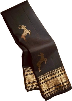 WOMENELEGENCE Embellished Banarasi Pure Silk Saree(Black)