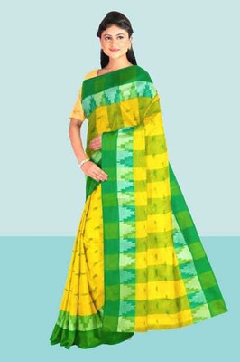 Bikash Dutta Fashion Self Design Tant Pure Cotton Saree(Yellow)