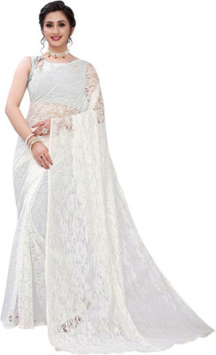 Suali Self Design Jamdani Cotton Blend Saree(White)