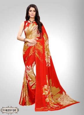 Ratan creation Printed Daily Wear Georgette Saree(Red)