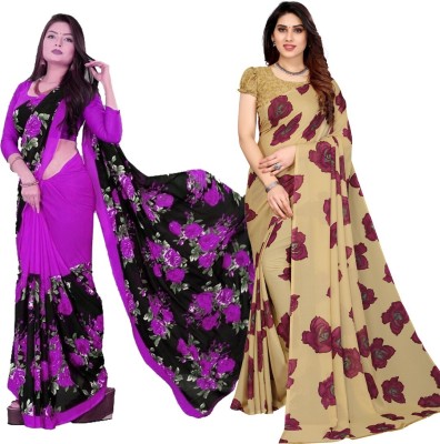 YASHIKA Printed Daily Wear Georgette Saree(Pack of 2, Multicolor)