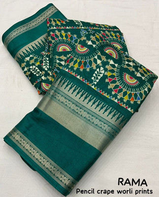 Dhanlaxmi CreationLLP Printed, Self Design, Digital Print Daily Wear Cotton Blend, Cotton Jute Saree(Green)