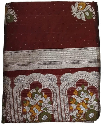 Fashionlu Printed Bandhani Cotton Silk Saree(Maroon)