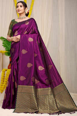 HouseOfCommon Woven Banarasi Jacquard Saree(Magenta)